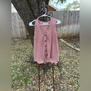 Rose + Olive size medium red and white Striped Button-Down With Tie